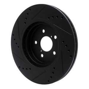 Subaru Impreza Brake Rotor (1) - Front Right - R1 Concepts - Drilled & Slotted - Black - `17-`23